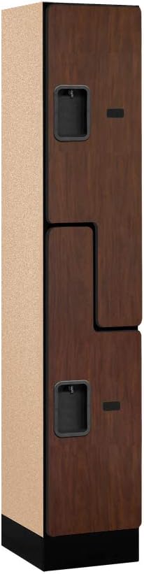Salsbury Industries Double Tier 'S' Style Designer Wood Locker, Mahogany, 5' 3" x 15"