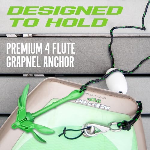 Kayak Anchor Kit - 3.5 lb, Green - Folding Grapnel Anchor with 25 ft Rope | Gradient Fitness boat anchor kit for paddle boards, SUPs, canoes, jet ski