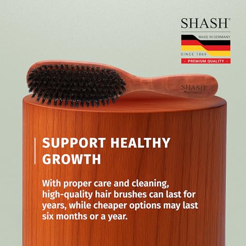 SHASH Classic German First Cut 100% Boar Bristle Hair Brush Since 1869 - Conditions Hair, Improves Texture, Exfoliates Scalp