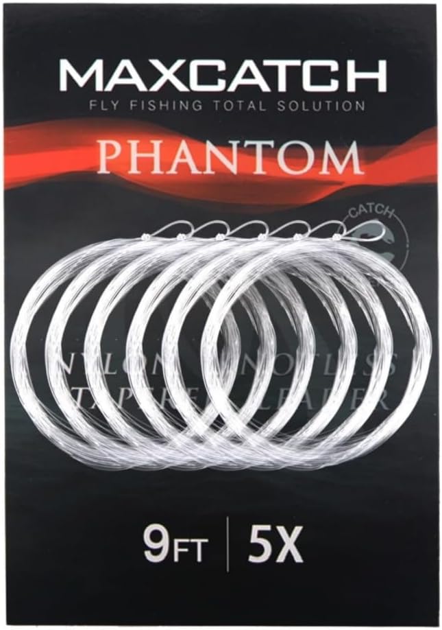 M MAXIMUMCATCH Maxcatch Fly Fishing Tapered Leader Line 6 Pack -Pre-Tied Loop- Tensile Strength- Abrasion Resistance- Low Memory 7.5ft/9ft/12ft/15ft, 0X-7X