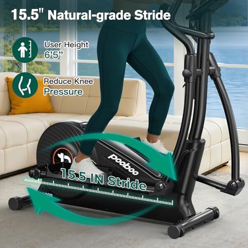 pooboo Elliptical Machine, Elliptical Exercise Machine with 16-Level Resistance&Quiet Magnetic Driving System, Elliptical Machine for Home with LCD Monitor&15.5-17IN Stride, 350LBS Weight Capacity