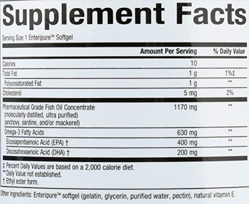 Natural Factors, RxOmega-3 Fish Oil, Pharmaceutical Grade, 1260 mg Omega-3 Per Serving, No Fishy Aftertaste, 240 Count (Pack of 1)