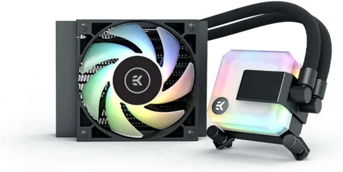 EK AIO 120mm, D-RGB All-in-One CPU Cooler with EK-Vardar High-Performance PMW Fans, Water Cooling Computer Parts, 120mm Fan, Intel 115X/1200/2066