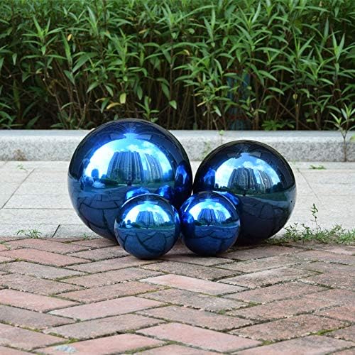 10 inches Gazing Ball, Blue Stainless Steel Garden Sphere, Seamless Polished Reflective Smooth Mirror Garden Globe