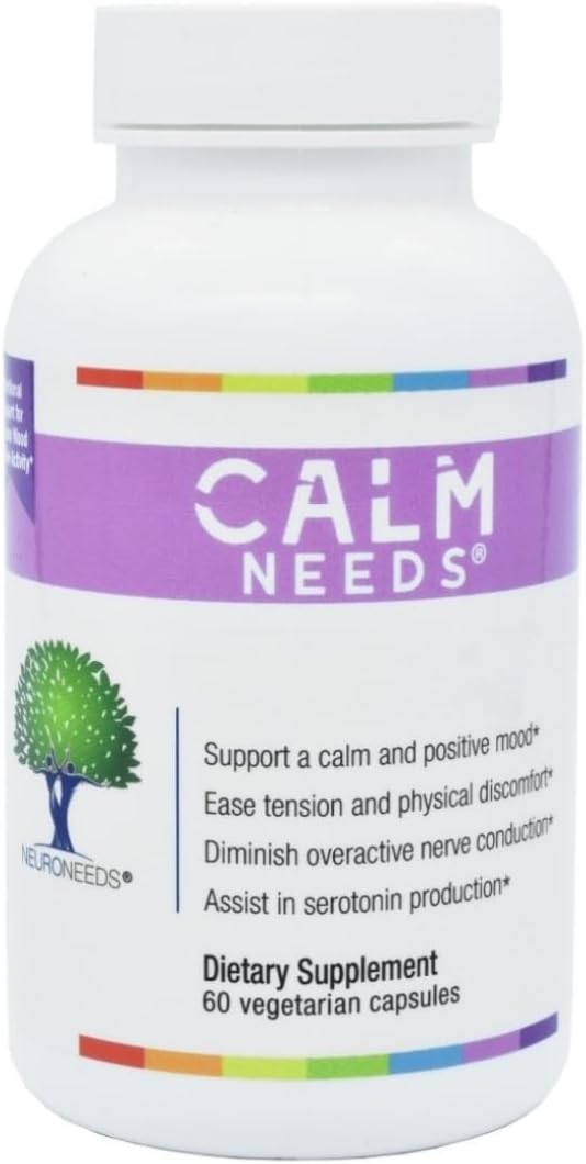 Neuro Needs CalmNeeds® Promote Calm and Positive Mood - Formula Contains Vitamins B6, Magnesium, L-theanine, 5-HTP, and GABA, 60 Veggie Capsules