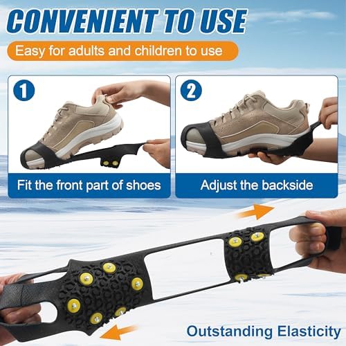 Ice Cleats Snow Traction Cleats Crampons for Shoe and Boots Non-Slip Overshoe for Walking on Snow and Ice Rubber Walking Cleats Anti Slip Crampons