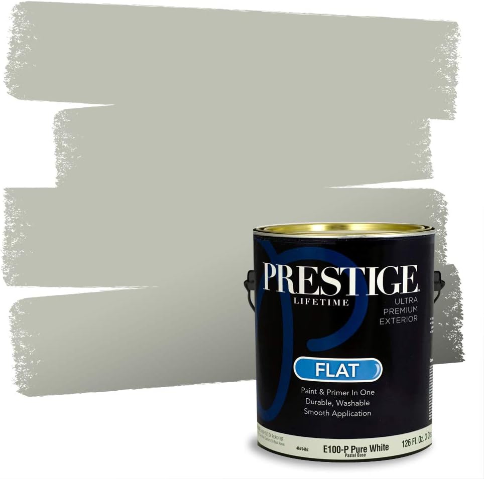 PRESTIGE Paints Exterior Paint and Primer In One, 1-Gallon, Flat, Comparable Match of Sherwin Williams* Coastal Plain*