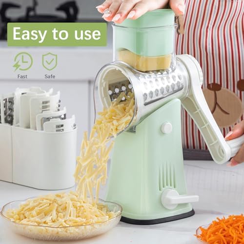 5 in 1 Rotary Cheese Grater Hand Crank, Cheese Shredder with Handle