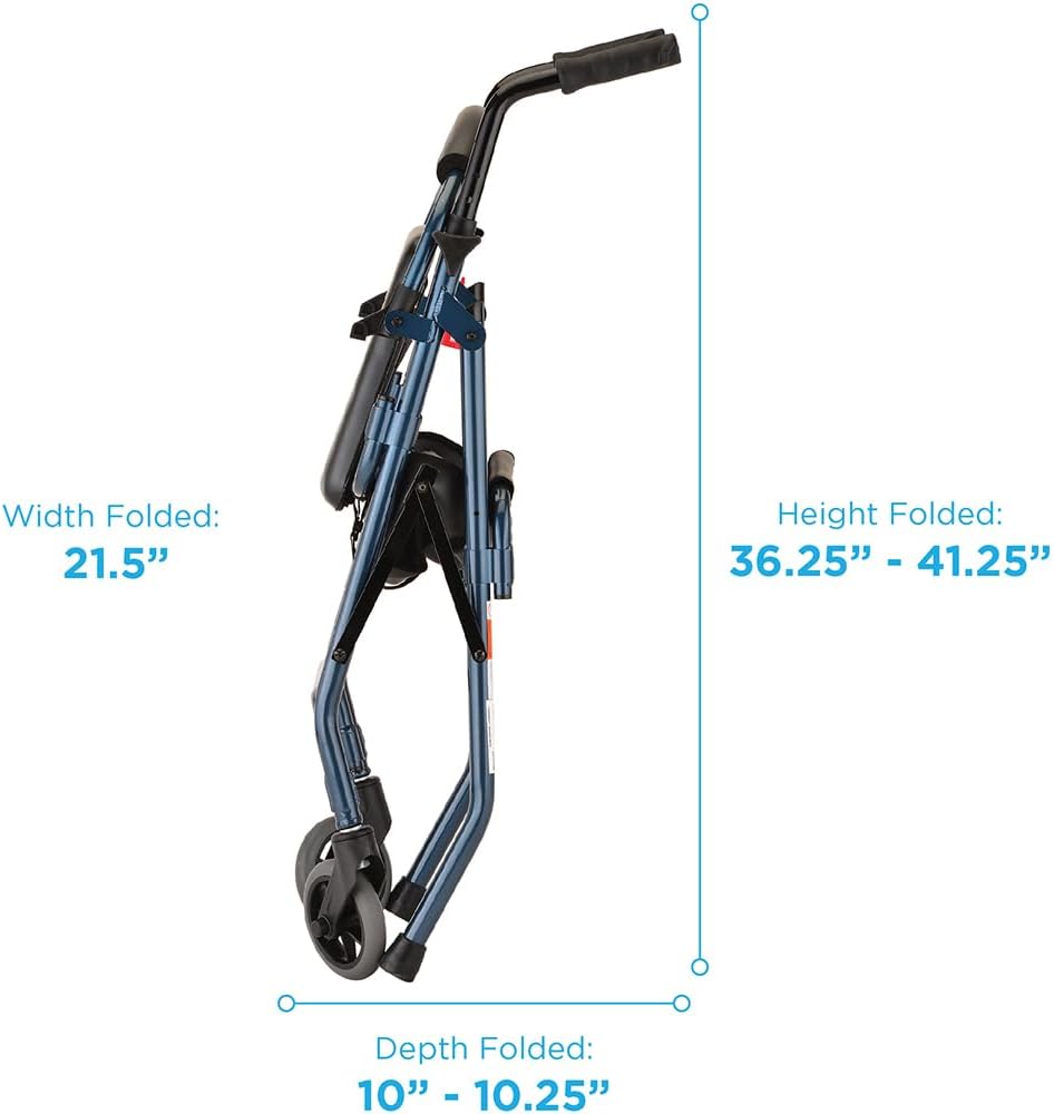 NOVA Cruiser 2 Lightweight Rollator Walker for Beginning Gait Training, 11 lb Foldable Rolling Walker with Seat, Stable Support for Early Mobility