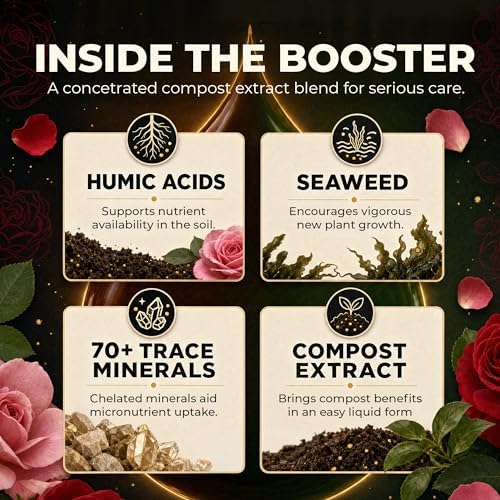 Great Big Roses Fertilizer Booster for Rose & Flower Gardens, 32 Ounce | Organic; For Roses, Flowers, Hydrangeas & Flowering Shrubs; Mix 4 oz per gal water; More Blossoms & Better Root Uptake