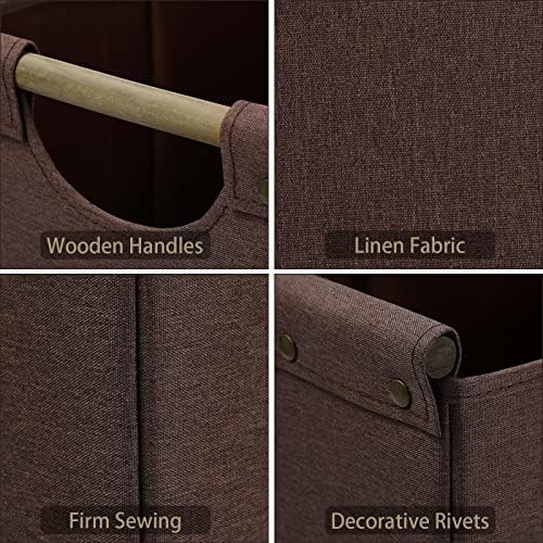HOONEX Collapsible Storage Bins, 13x13x13 Inches Storage Cubes Linen Fabric, 3 Pack