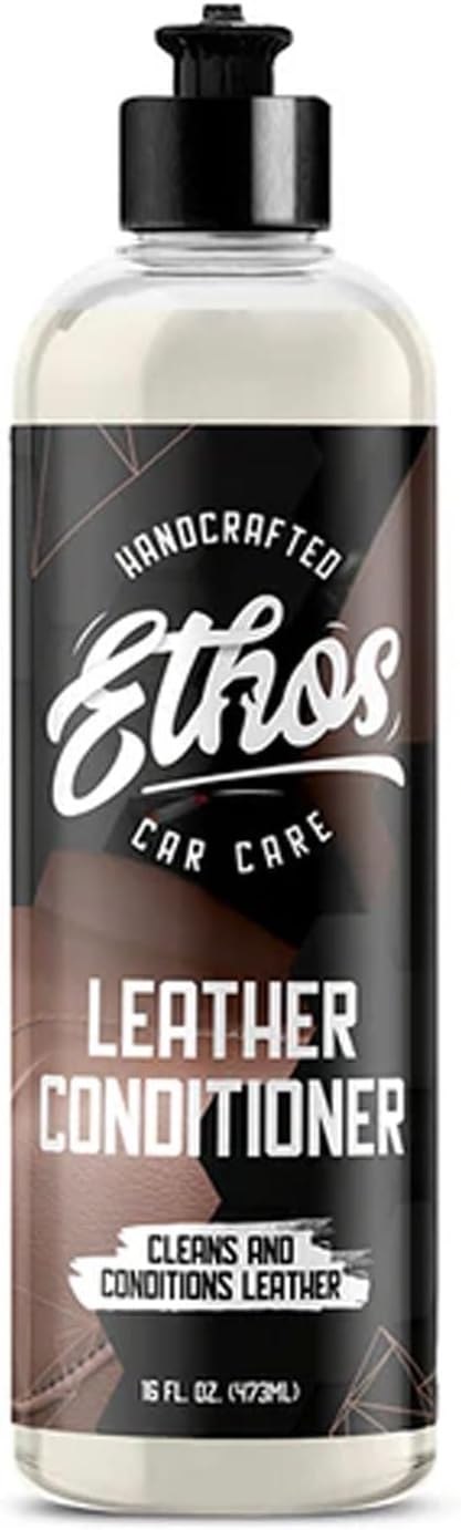 Ethos Car Leather Cleaner and Conditioner 16oz – Leather Seat Cleaner & Conditioner with UV Protection for Car Interior, Couch, Jacket