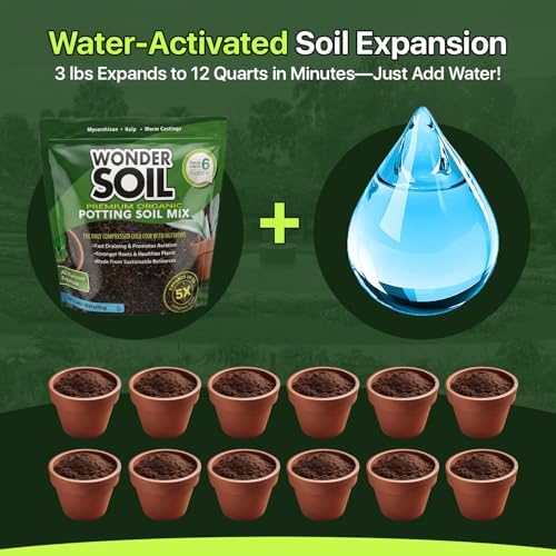WONDER SOIL | Organic Potting Soil | 12 QUARTS of Ready to Plant Coco Coir Fully Loaded with Nutrients | 3 LBS Bag Expands to 12 Quarts of Indoor