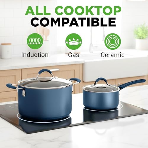 NutriChef 20-Piece Pots and Pans Set Non Stick – Induction Cookware Set, PFAS-Free Nonstick Cookware for All Cooktops