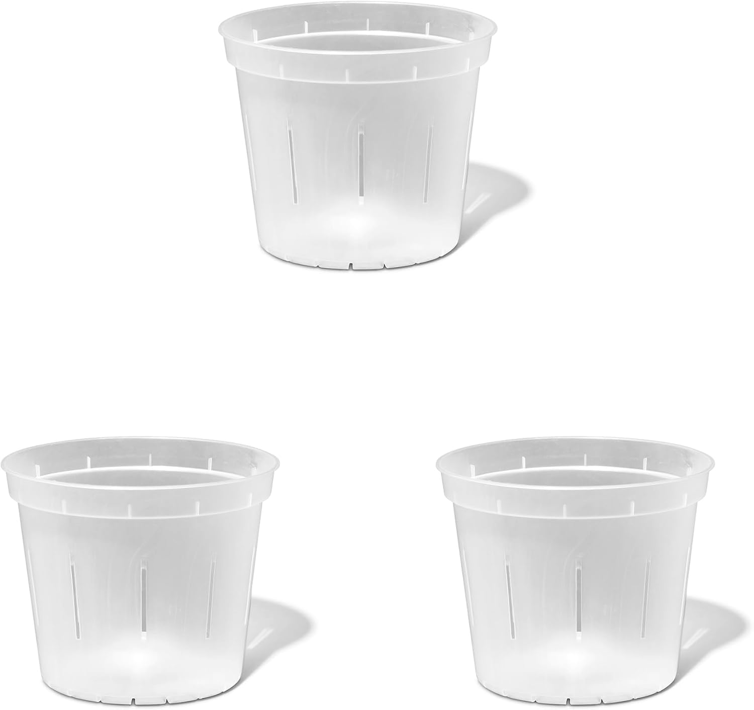 Orchid Pot - 6 inch Slotted Clear Orchid Pots - 3 Pack (Crystal Clear)