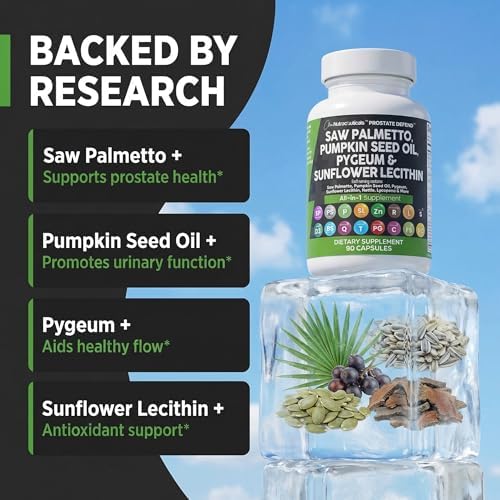 Clean Nutraceuticals Saw Palmetto Pumpkin Seed Oil Pygeum Sunflower Lecithin Stinging Nettle Cranberry - Prostate Supplements for Men with Lycopene