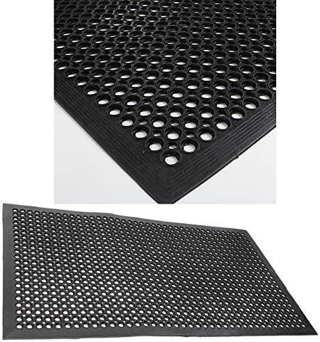 36" x 60" Heavy-Duty Black Commercial Anti-Fatigue Floor Mat Outdoor Indoor Kitchen X Comfort Rug Rubber cart Drainage Excellent Safe Bathroom Home