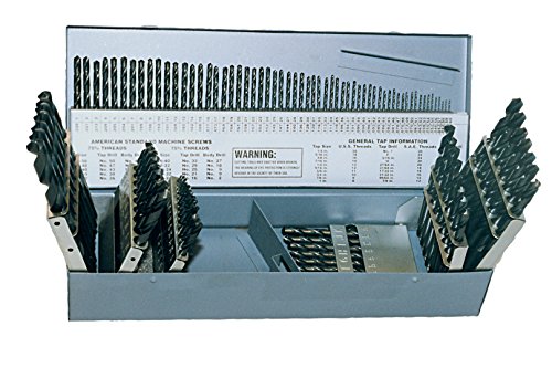 "C21127 Style 1899 High Speed Steel General Purpose Jobber Length Drill Set, Steam Oxide Finish, 1/16"" - 1/2"" Size, 115 Pieces"