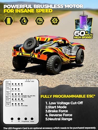 1/8 Scale Brushless RC Cars for Adults，Max 40mph Electric Off-Road Monster Truck