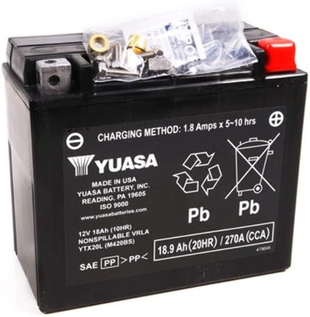 Yuasa YUAM420BS YTX20L Factory Activated AGM Battery