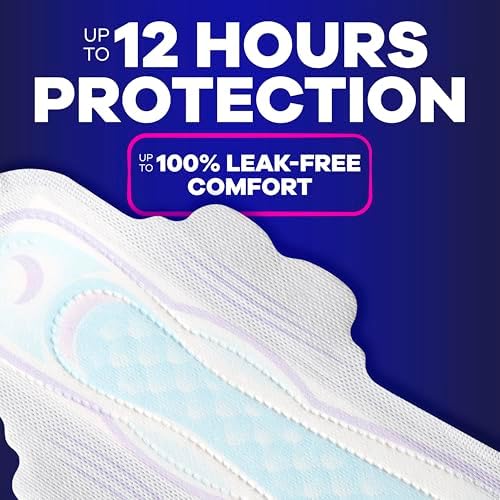 Always Ultra Thin Feminine Pads with Wings for Women, Size 5, Extra Heavy Overnight Absorbency, Unscented, Up to 100% Leak-Free Comfort, 34 Count