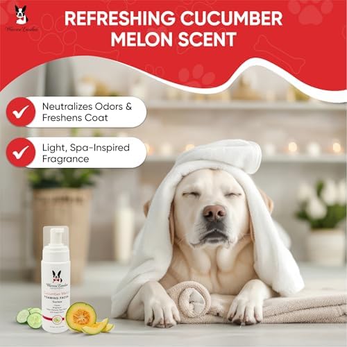 Warren London Foaming Pet Facial | Tear Free Dog Face Wash | Tearless Dog Shampoo for Faces & Dog Eye Stain Remover | Refreshing Cucumber Melon Wash | Made in USA | 8oz