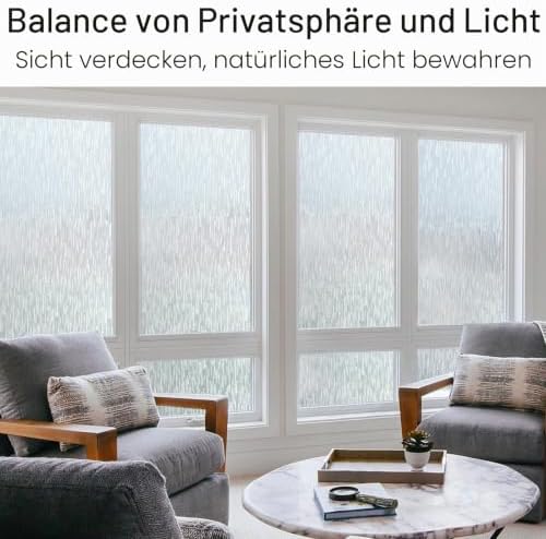Haton Window Privacy Film, Frosted Stripe Non-Adhesive, 17.5" x 78.7"