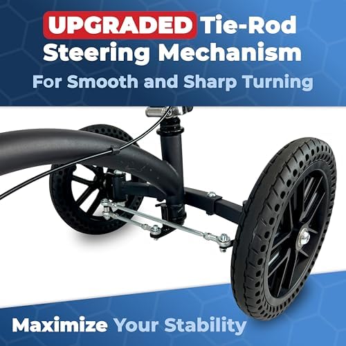 KneeRover Quad HC All Terrain Knee Scooter with Flat Free Wheels for Adults and Kids - Foot Surgery Knee Walker for Broken Ankle Foot Injuries