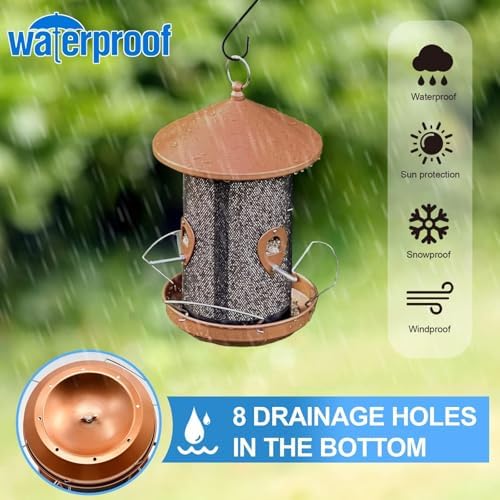 Large Bird Feeders for Outside: 3-5LB Capacity Seed Feeding | 12.6inch Easy Hanging for Tree Garden Yard Outside Decor Cardinal Finch - Gardening