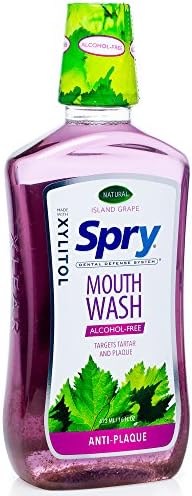 Spry Natural Xylitol Oral Rinse Mouthwash, Spearmint - 16 fl oz (Pack of 1) | Natural, Fluoride Free, Enamel Support, Low Alcohol, Gentle for Sensitive Mouth and Gum, Non-GMO, No Burn