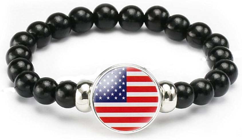 vmcoatdu National Flag Bracelet Elastic Rope Beaded Bracelet Support Your Country Travel Souvenir Gifts for Men Women