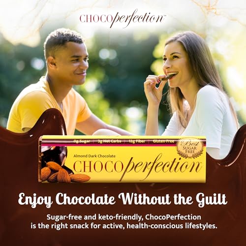 ChocoPerfection Zero Sugar Dark Almond Chocolate - Keto Bars 12 Pack 50G
