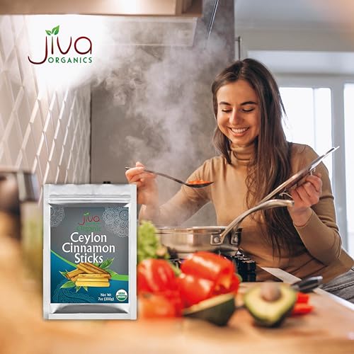 Organic Ceylon Cinnamon Sticks 7 Ounce Bag from Sri Lanka | Raw, Vegan, Non-GMO | ~45 sticks, 3 inch, Fair Trade, Gluten Free by Jiva Organics
