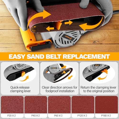 Belt Sander Corded: DEKOPRO 8.4A Belt Sander Handheld with Dust Bag & 2 Metal C Clamps