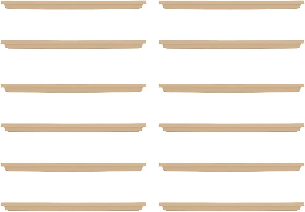 HC Companies Farmhouse Venetian 30 Inch Rectangular Flower Box Plant Saucer Drip Tray, Sandstone Tan, 12 Pack