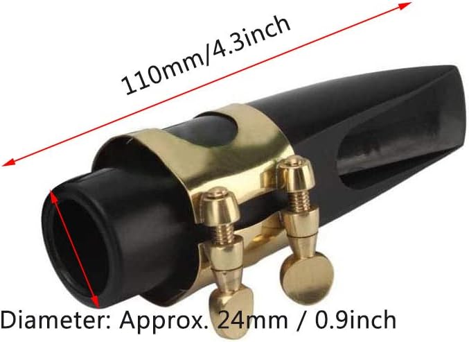 Jiayouy Tenor Sax Saxophone Mouthpiece with One Reed Golden Plated Ligature and Plastic Cap