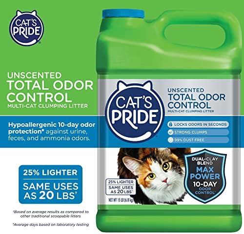 Cat's Pride Total Odor Control, Max Power, Clumping Litter Scented 15lb