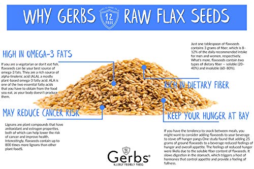 Gerbs Raw Golden Flax Seeds 4 lbs. | No Artificial Additives, Non-GMO, Resealable Bag | Naturally Mild & Nutty Crunch | Top 14 Allergen-Free