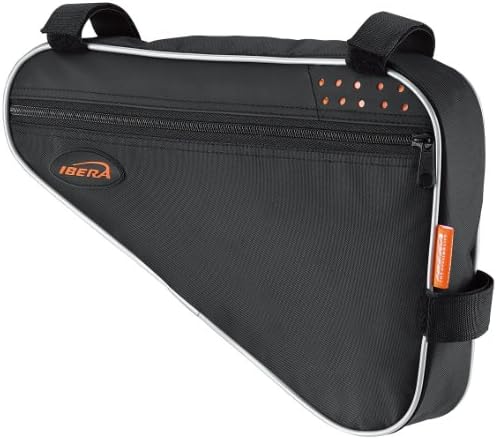 Ibera Bike Frame Bag - Slim Pouch Zipper Compartment & Velcro Mount - Water-Resistant, Fits Most Bikes - Holding Tools Snacks