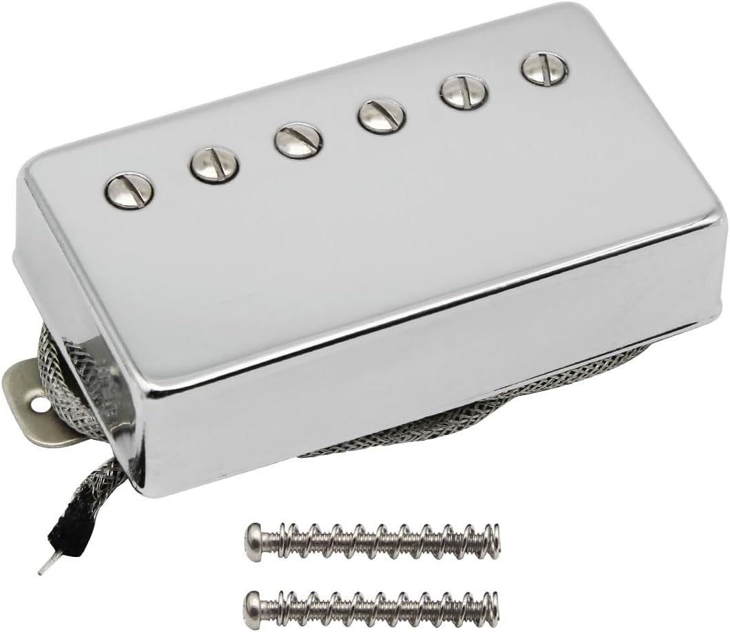 FLEOR Alnico5 Guitar Humbucker Pickup Set Chrome Bridge & Neck Pickups Compatible with LP style Guitar Part