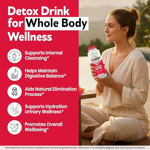 Herbal Clean Qcarbo16 Same-Day Detox Cleanse Drink (16 fl oz) - Tropical Flavor Full Body Cleanse* Detox Drink for Moderate Toxin Level*