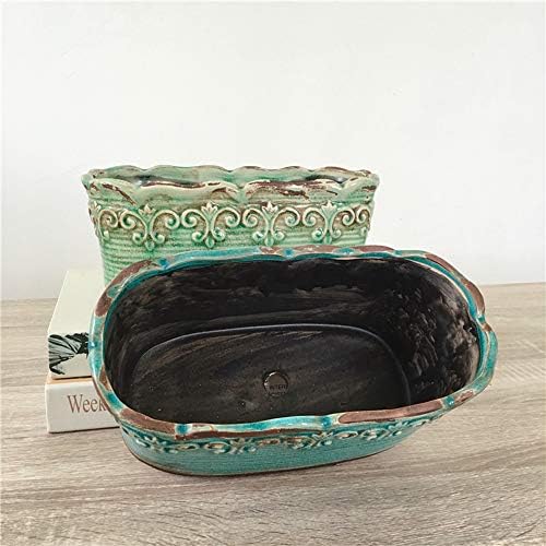 Blue Rectangular Ceramic Succulent Planter, 10 Inch, Indoor Use
