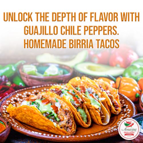 Guajillo Chiles Peppers Dried Whole 4 oz – Natural and Premium. Great For Mexican Recipes Like Mole, Tamales, Salsa, Meats. Mild to Medium Heat, Complex Fruity Flavor. Resealable Bag