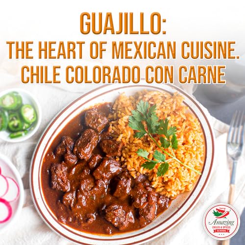 Guajillo Chiles Peppers Dried Whole 4 oz – Natural and Premium. Great For Mexican Recipes Like Mole, Tamales, Salsa, Meats. Mild to Medium Heat, Complex Fruity Flavor. Resealable Bag