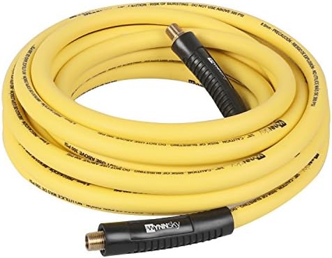 3/8" Hybrid Air Hose 50ft 1/4" MNPT Air Compressor Hose Heavy Duty Lightweight Hybrid and Bend Restrictor Fittings