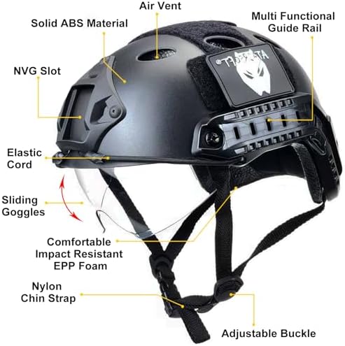 PJ Type Tactical Multifunctional Fast Helmet with Visor Goggles Version