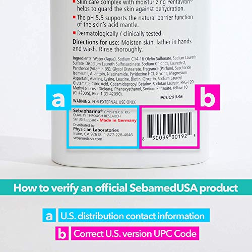 SEBAMED Sensitive Skin Face and Body Wash for Women and Men, pH 5.5, Mild Gentle Hydrating Cleanser, Hypoallergenic Body Wash, Dermatologist Recommended, 33.8 Fluid Ounces (1 Liter)