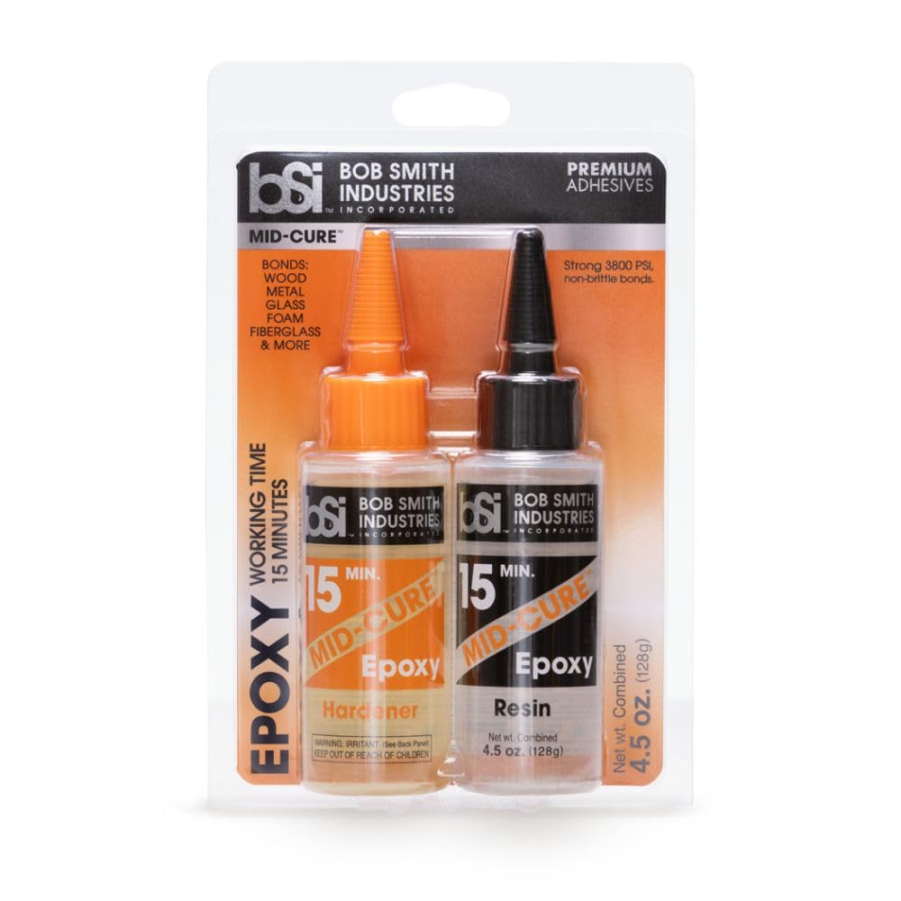 Bob Smith Industries BSI-203H Mid-Cure™ Epoxy - 4.5 oz. Combined, Light Amber - 15-Minute Working Time Adhesive for Wood, Metal, Fiberglass