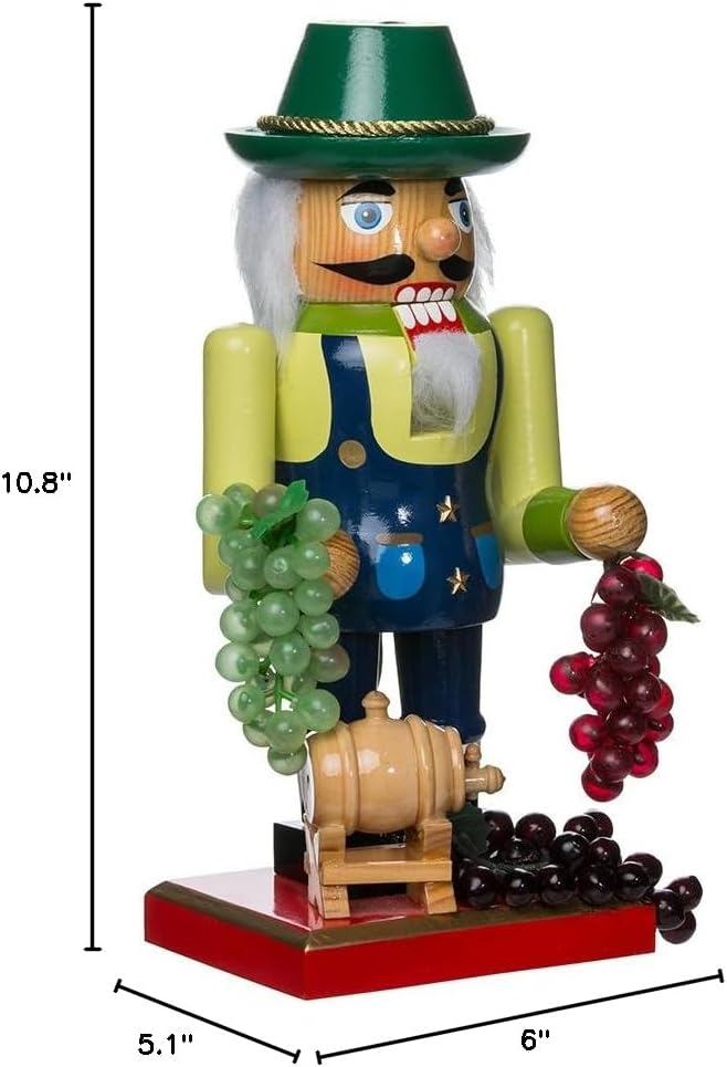 Kurt Adler Wooden Winemaker Nutcracker, 10.25-Inch