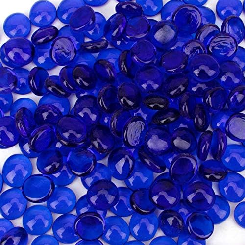 [18 Pound] Fire Glass Beads Fireglass Drops for Gas Fire Pit Fireplace Cobalt Blue Luster Reflective Decorative Glass Gems Rocks Pebbles Stone for